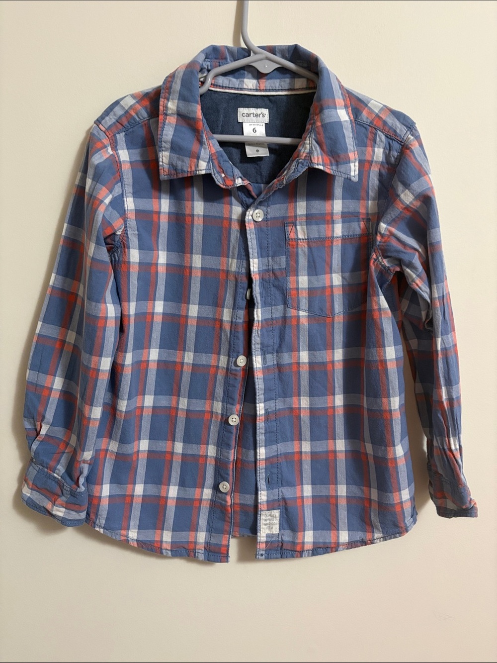 Carter's Blue and Orange Plaid Boys Button-Up Shirt